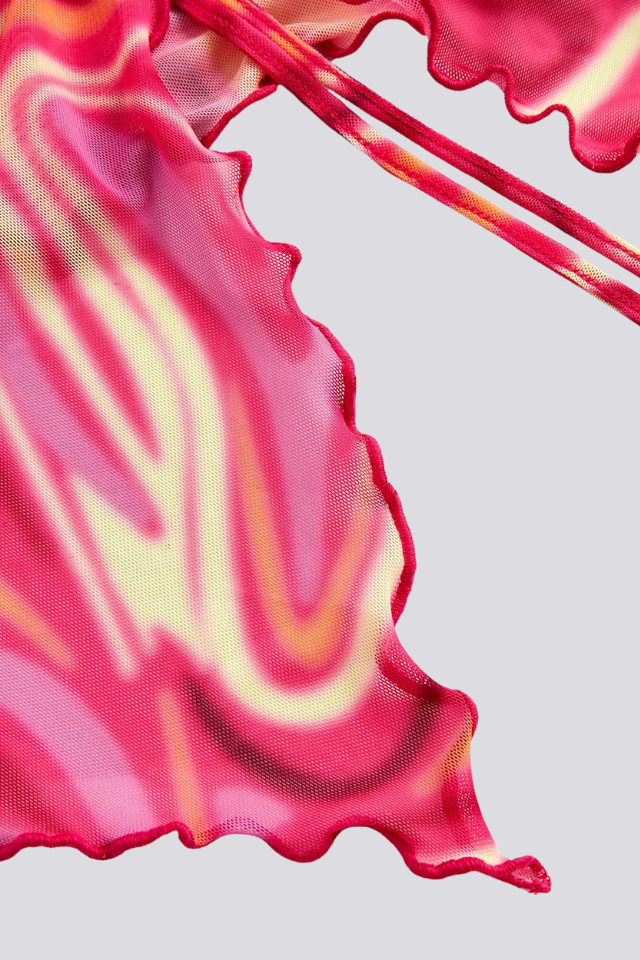 Top Sem Alças Impresso Em Mármore Feminino Com Bainha Dividida