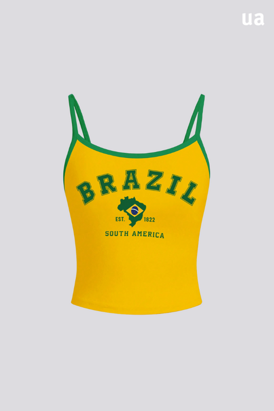 Top de camisola gráfico com letras do Brasil Y2K