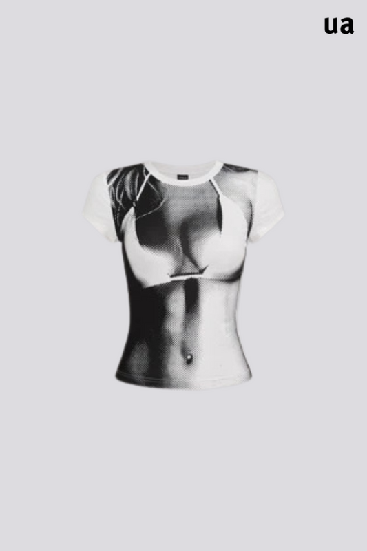 Camiseta de Verão com Impressão de Mapa de Calor Corporal